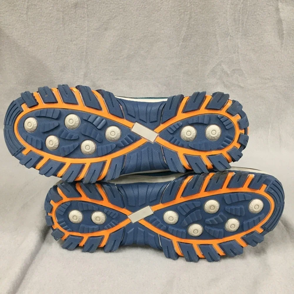 Fashion S Teal Blue Suede Hiking Boots Mens Size 43 Mid Top Trail Shoes‎